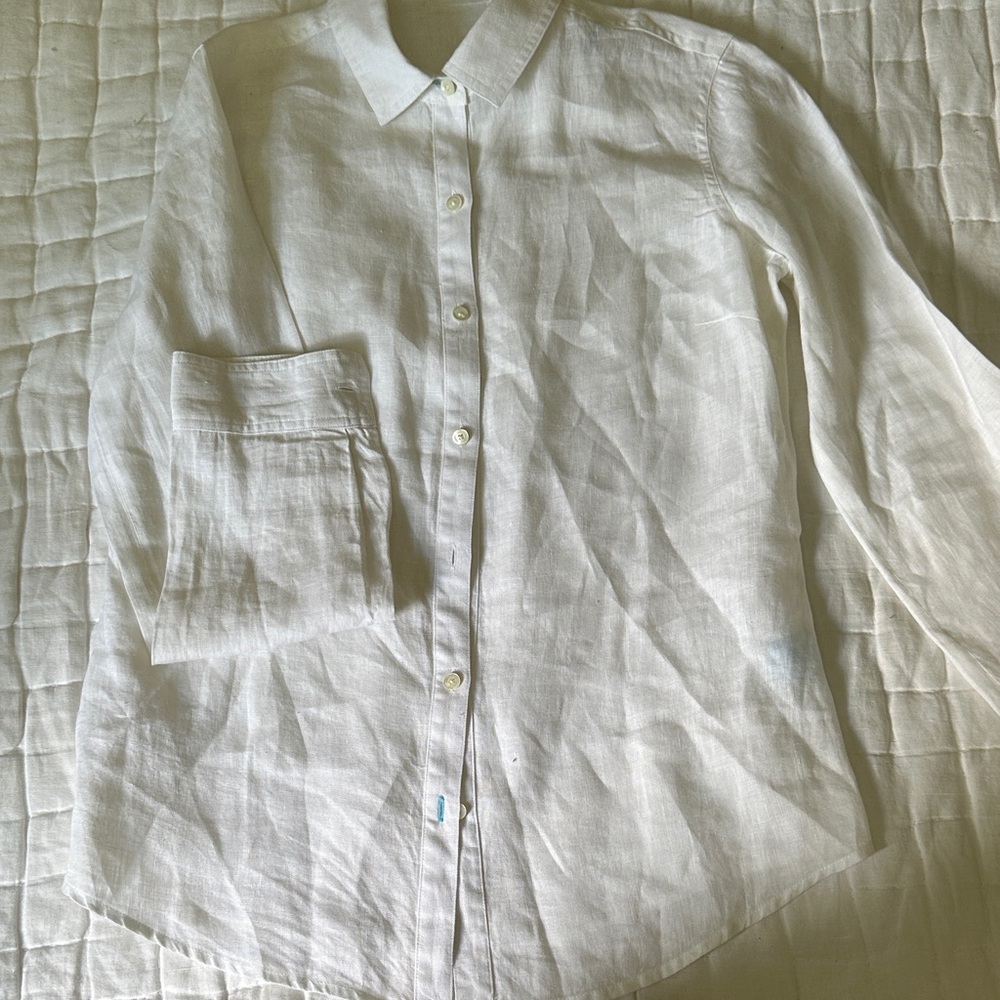 J. McLaughlin Cream Linen Shirt